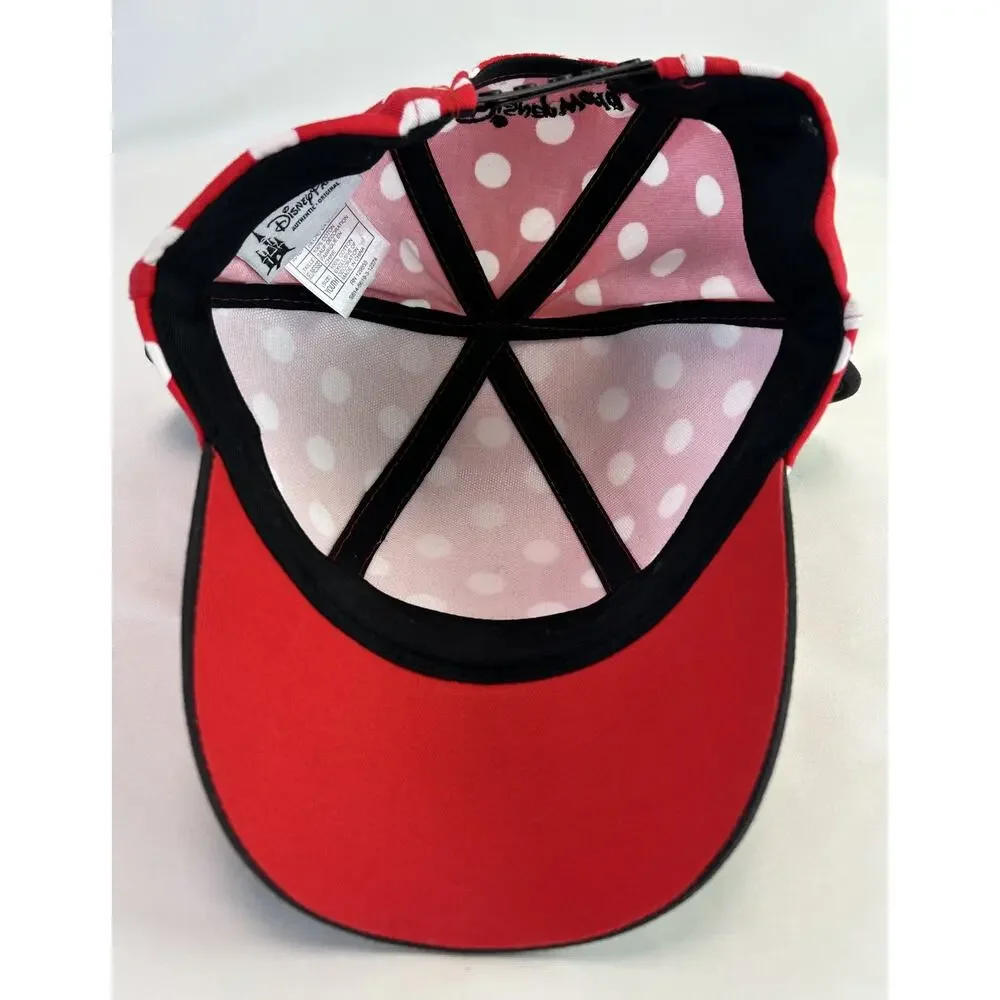 Disney Parks‎ Minnie Mouse Youth Baseball Cap Hat Red Polka Dot Ears Bow